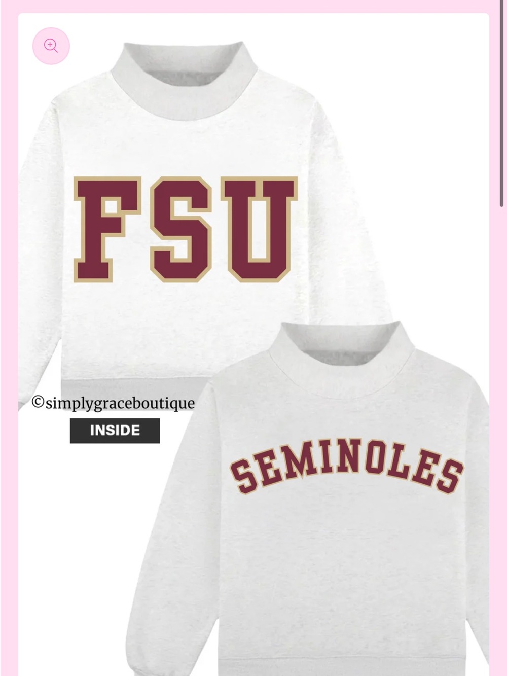 FSU/Seminoles Reversible Mock Neck Sweatshirt